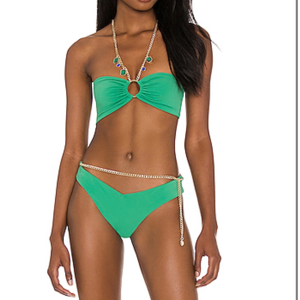 NECKLACE BANDEAU BIKINI TOP IN EMERALD